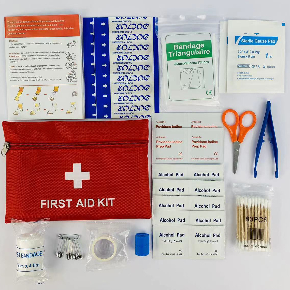 Outdoor Camping Essentials - 14pcs First Aid Kit Trauma Kit