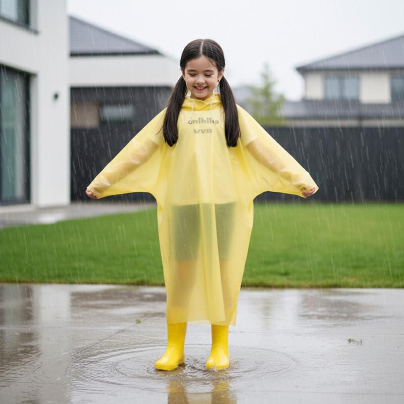 Outdoor Camping Kids Activities - Disposable Long Kids Raincoat EVA One