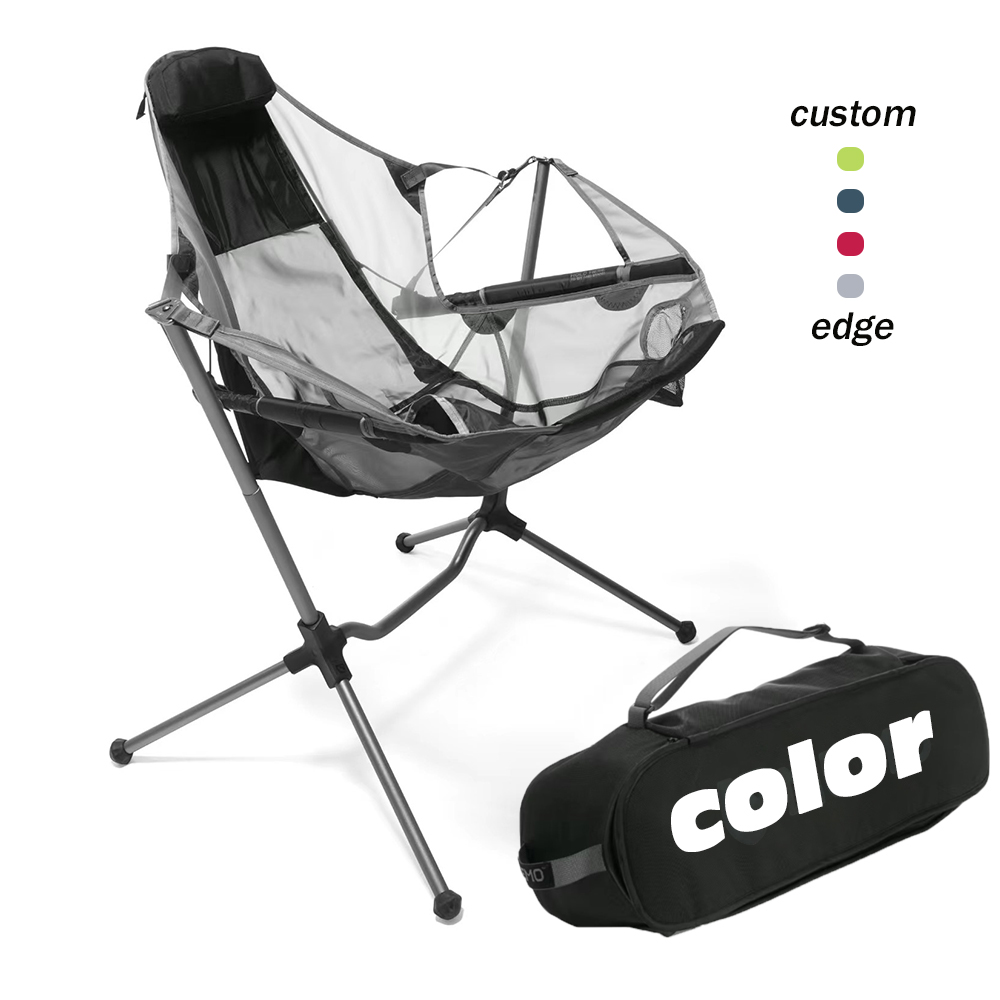 Outdoor Camping Rocking Chair - Portable Aluminum Beach Folding Recliner Lightweight