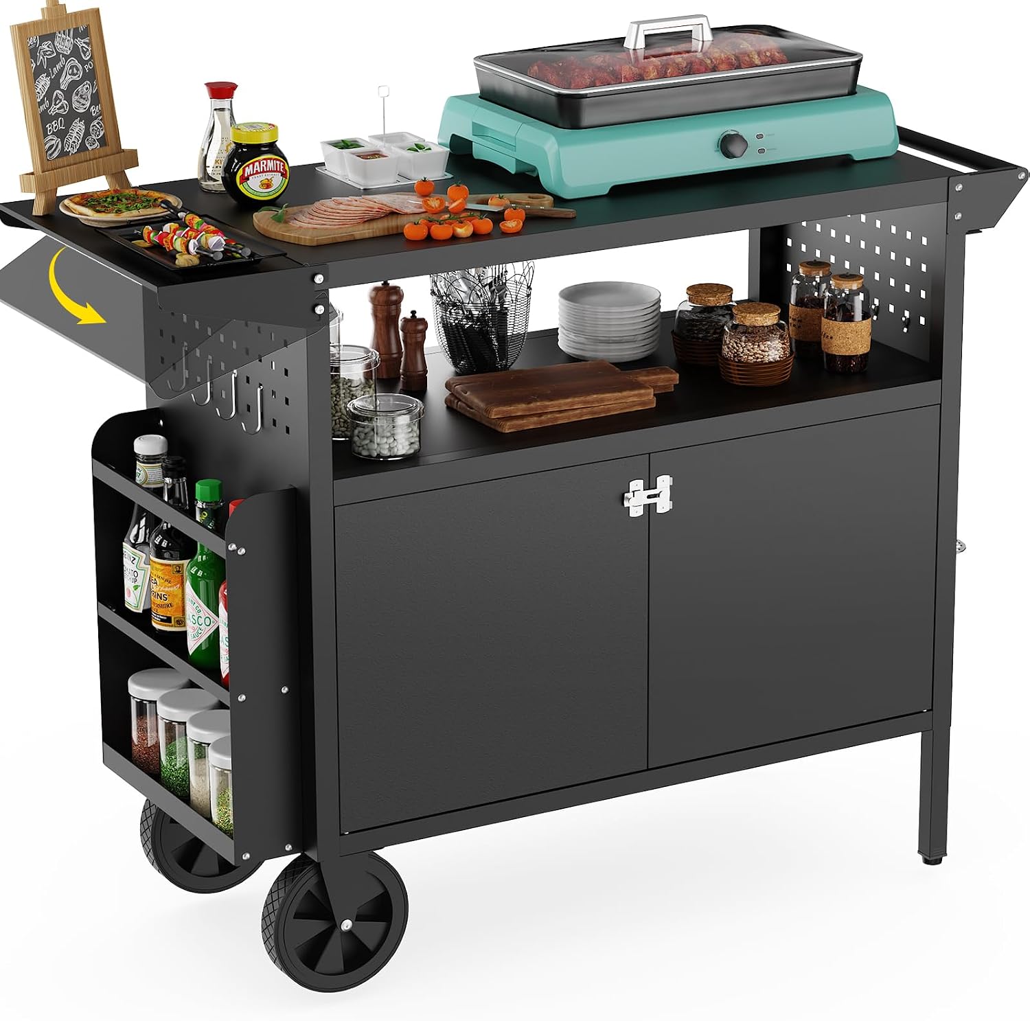 Outdoor Grill Cart Table With  - Outdoor Camping Folding Table review and price