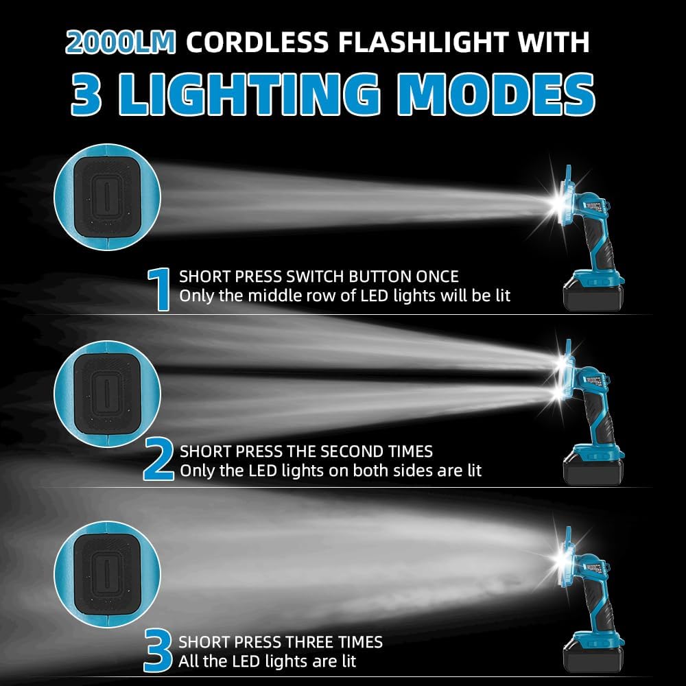 18W 2000LM Cordless LED Flashl - Outdoor Camping Jobs review and price