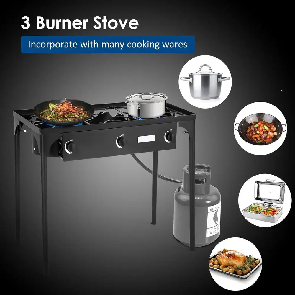Portable 3-Burner Propane Gas  - Outdoor Camping Gas Stove review and price